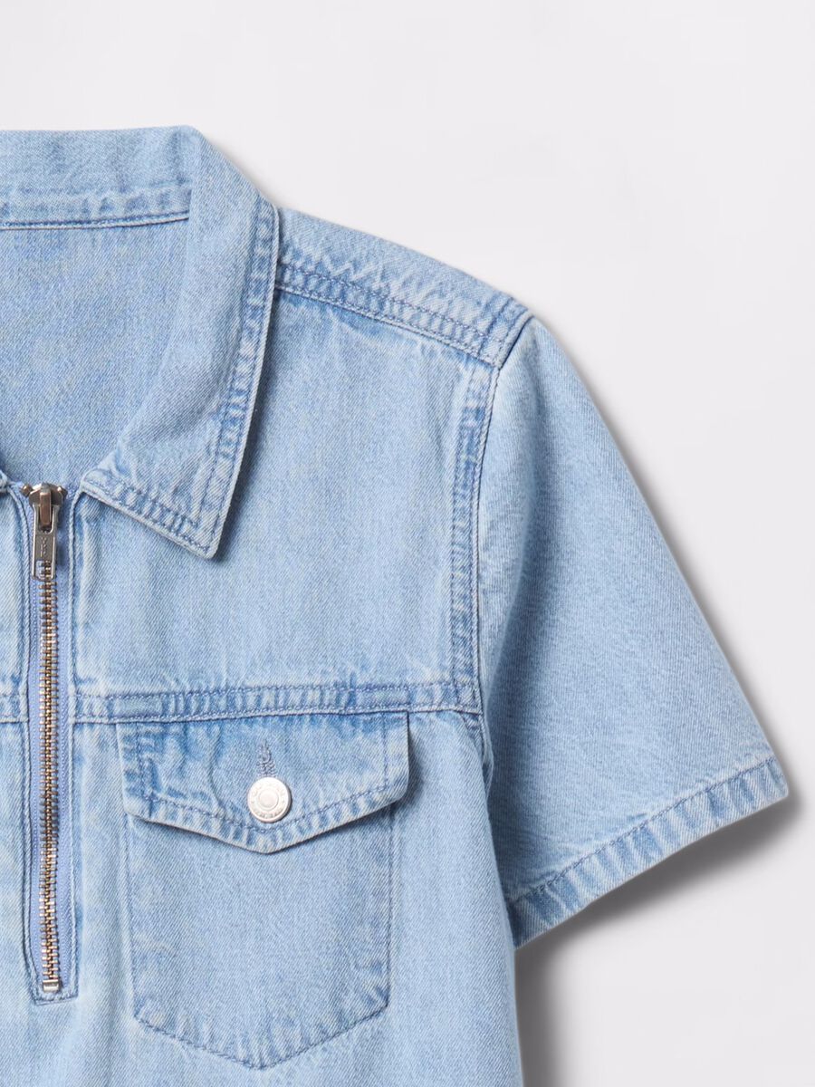 Blue denim dress with zip and pockets GAP Kids Girl_3
