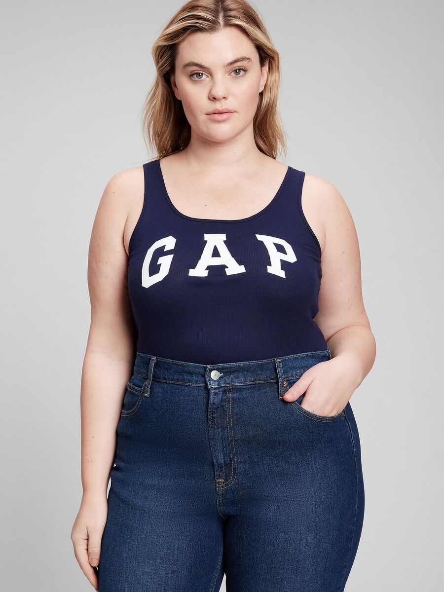 Bipack tank top a costine stampa logo Donna_3