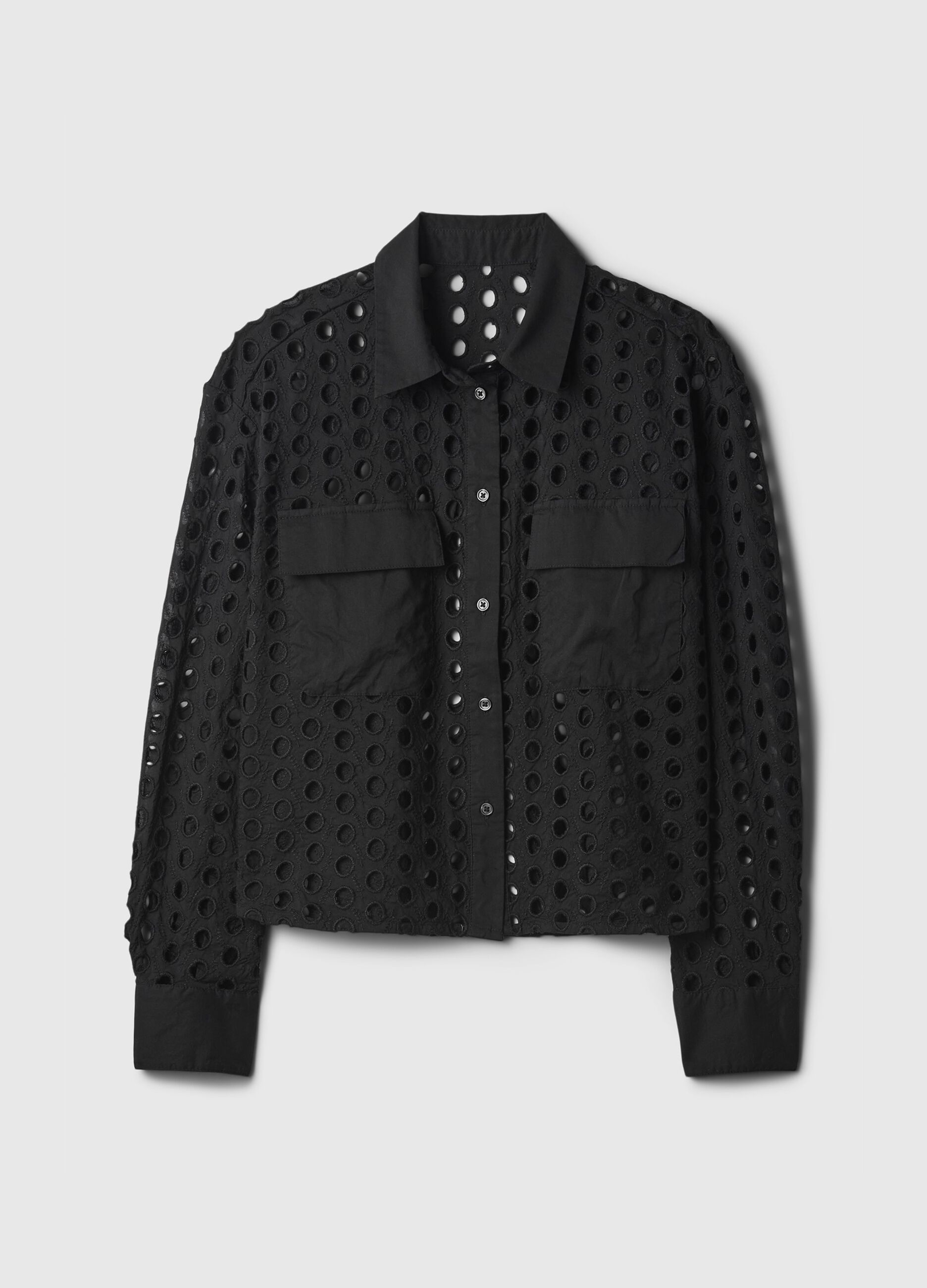 Camicia cropped con dettagli traforati_4