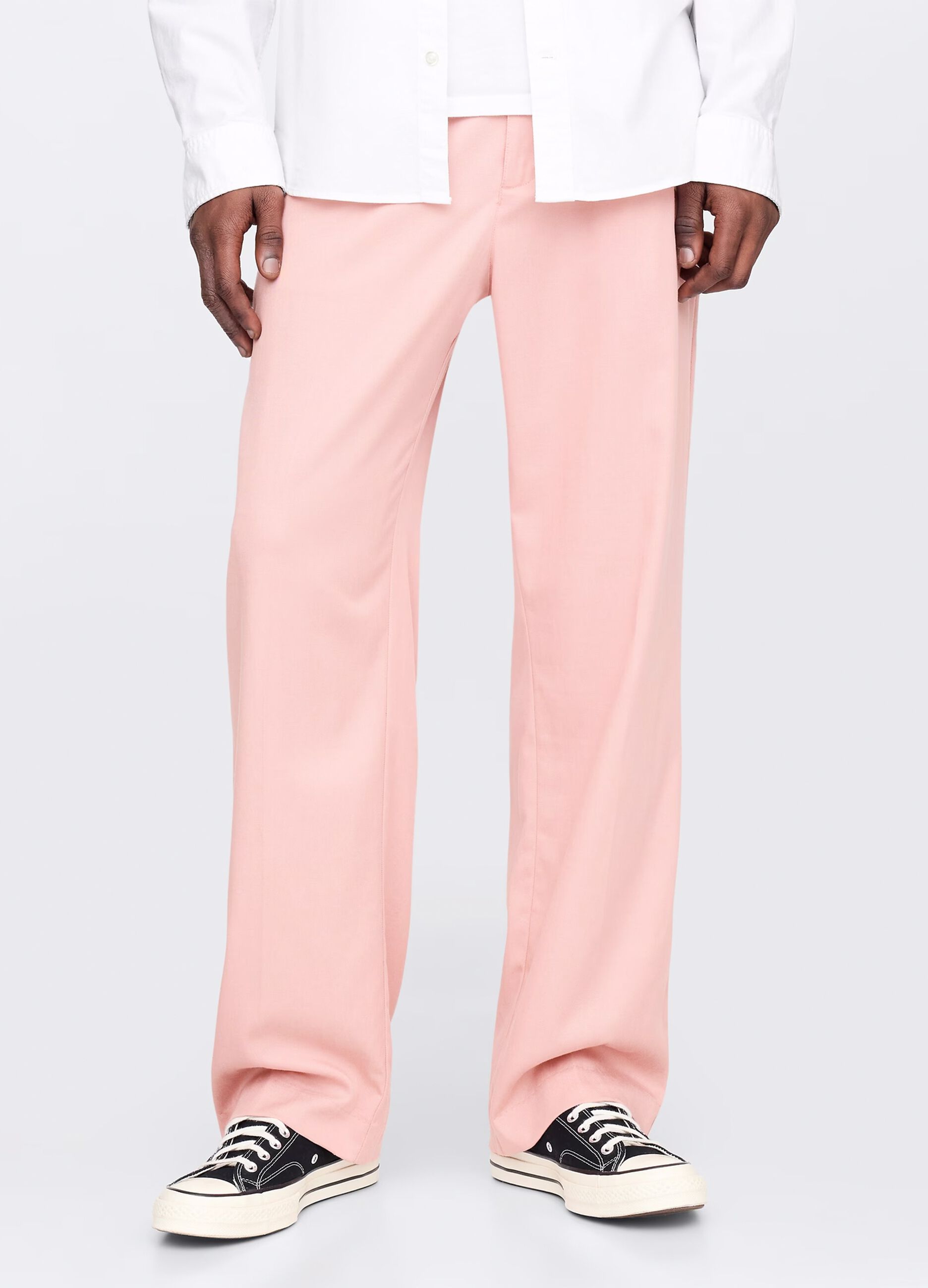 Pink wide-leg trousers in Lyocell and cotton_1