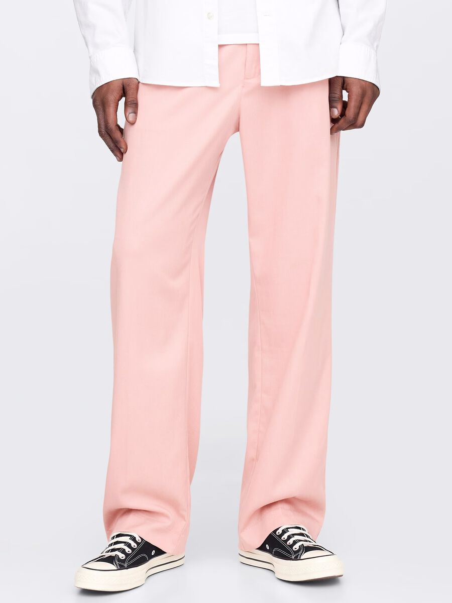 Pantaloni rosa a gamba larga in Lyocell e cotone Uomo_1