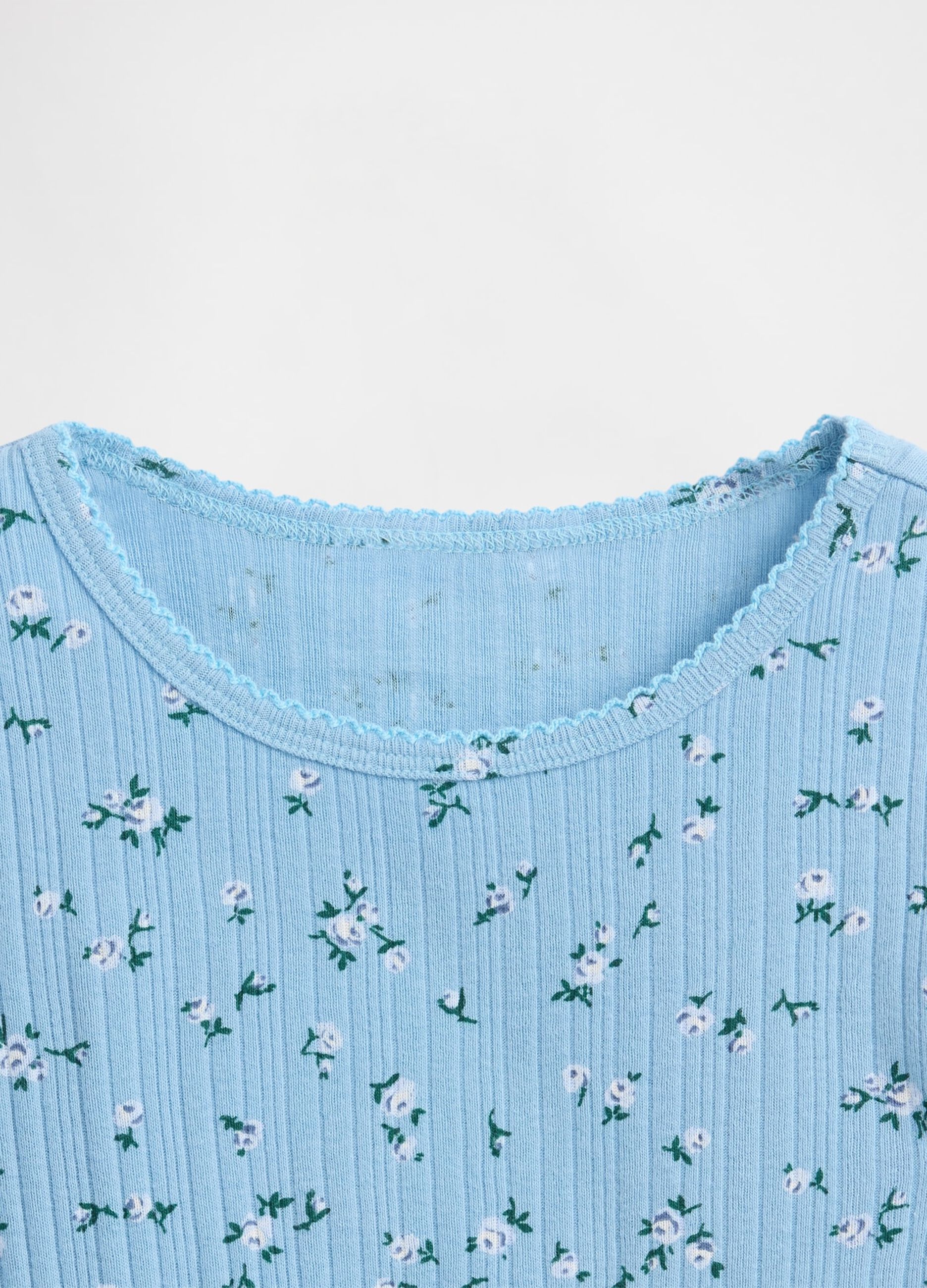 Blue Long Sleeve Cotton T-Shirt_1