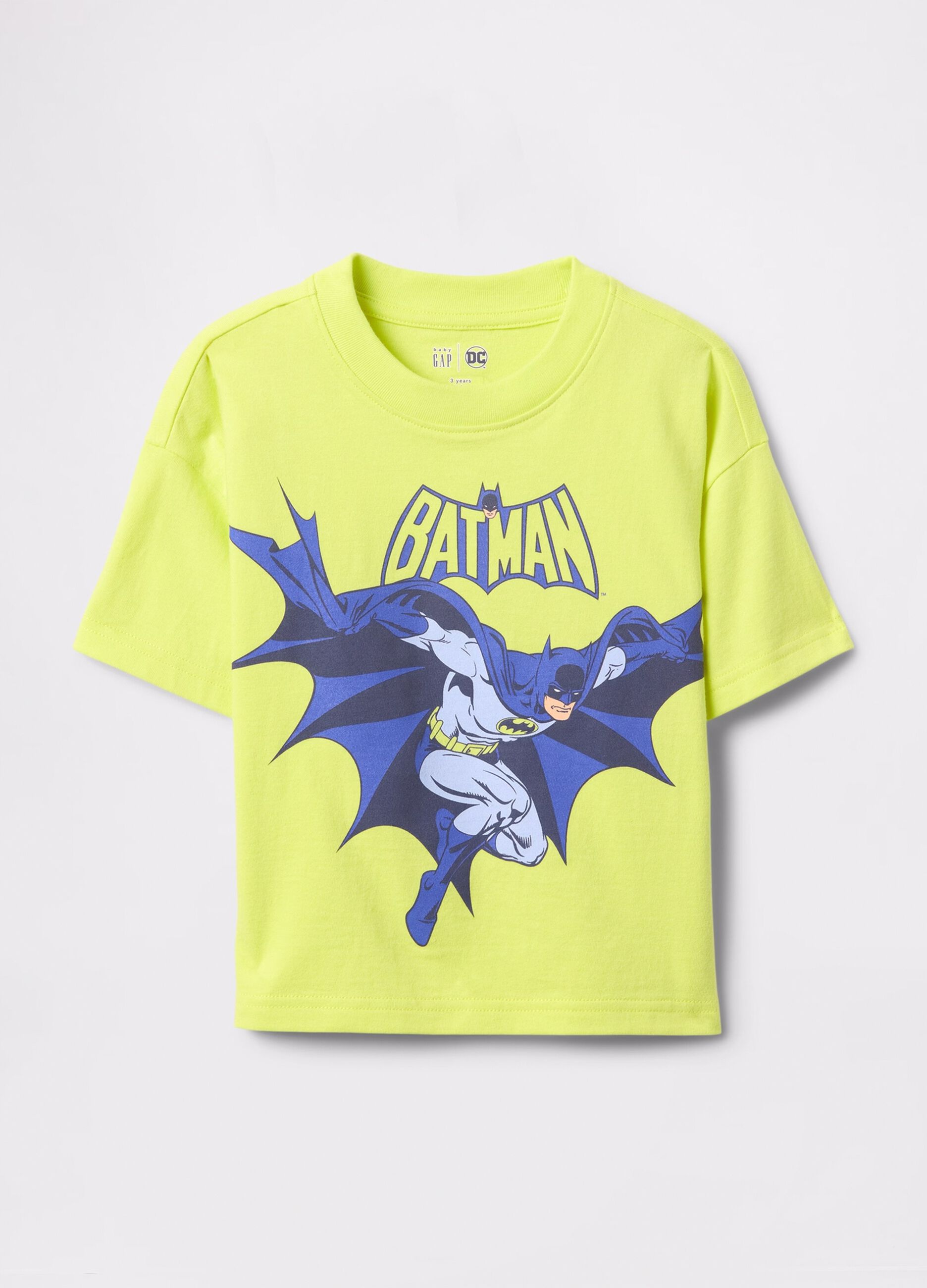 T-shirt gialla in cotone con stampa Batman