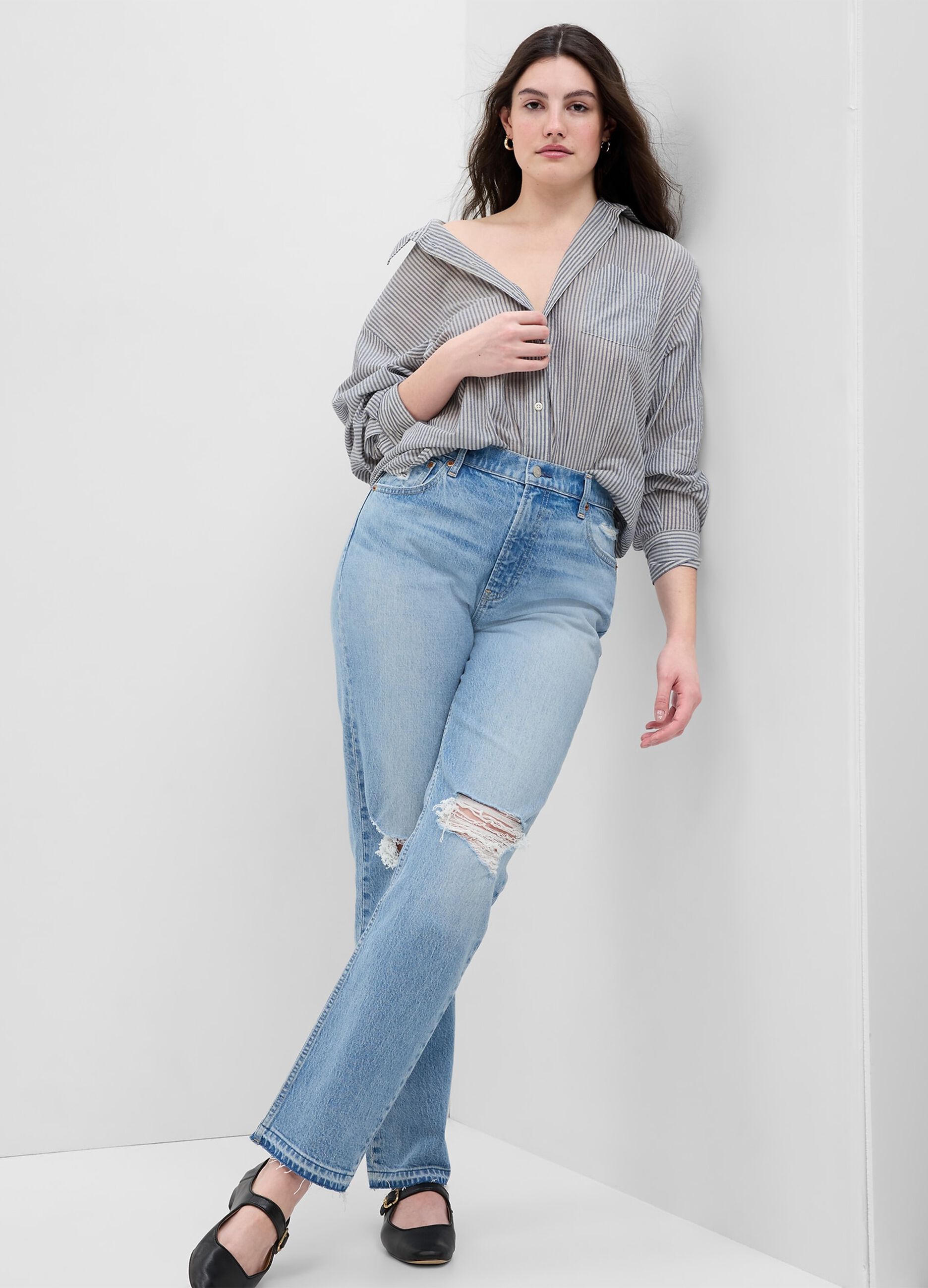 Oversize shirt in seersucker with pocket_2