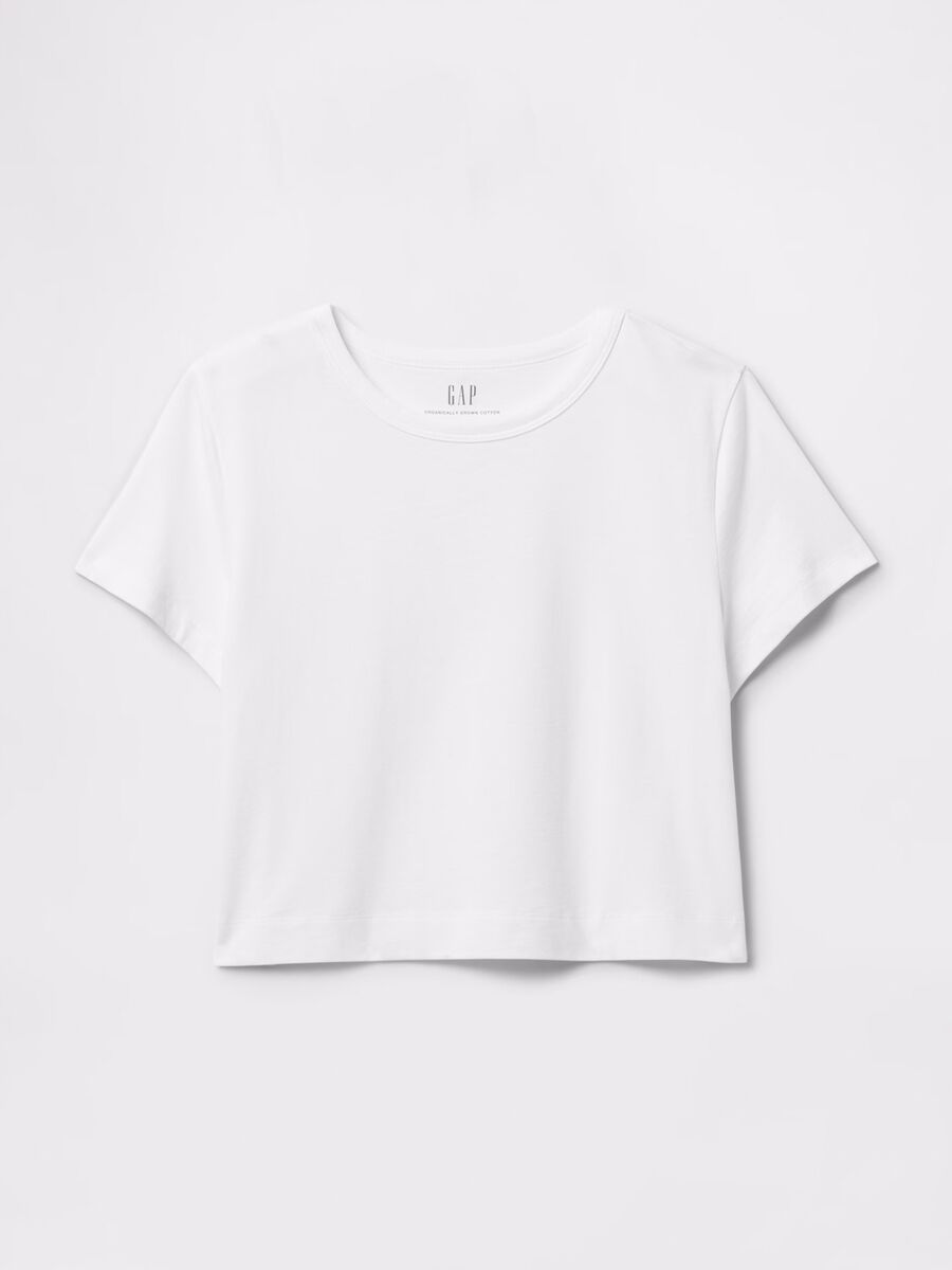 White Cotton Cropped T-Shirt by Gap Woman_3