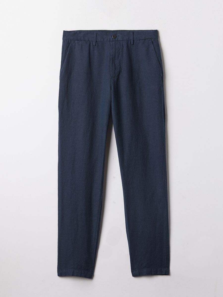 Pantalone slim fit in lino e cotone Uomo_5