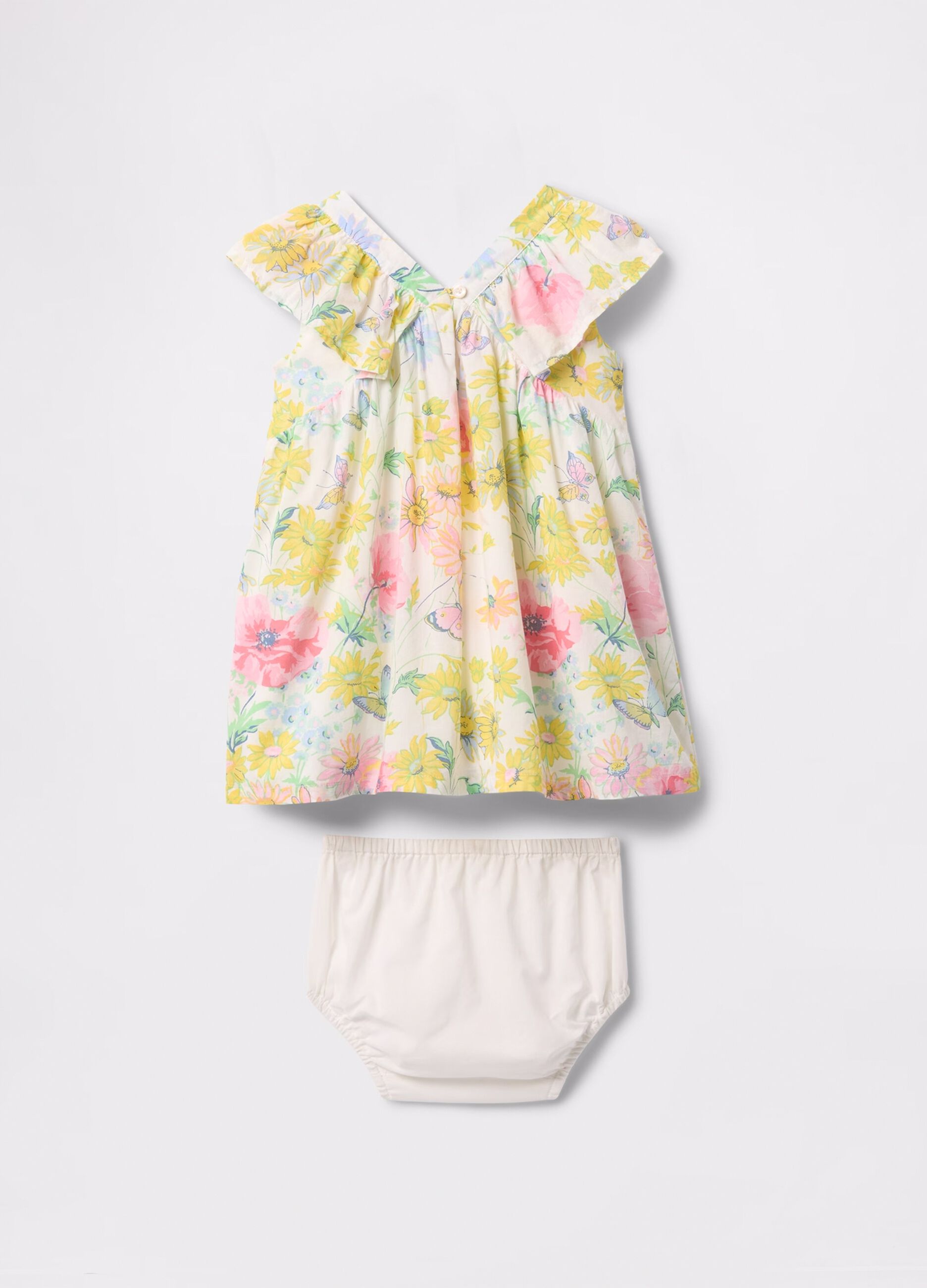 Vestito scamiciato a fiori multicolore in cotone Gap Kids_1