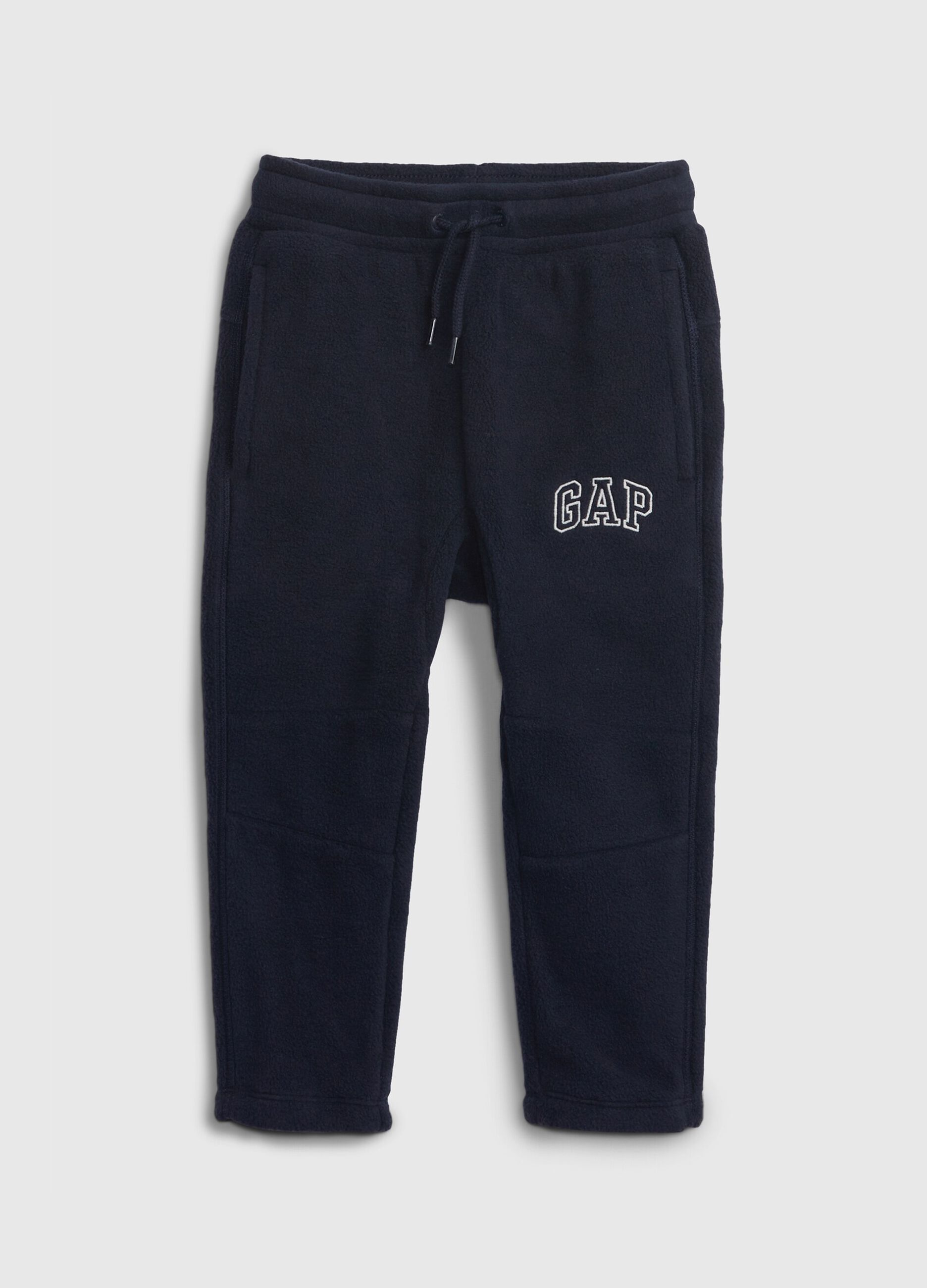 Joggers in pile con ricamo logo