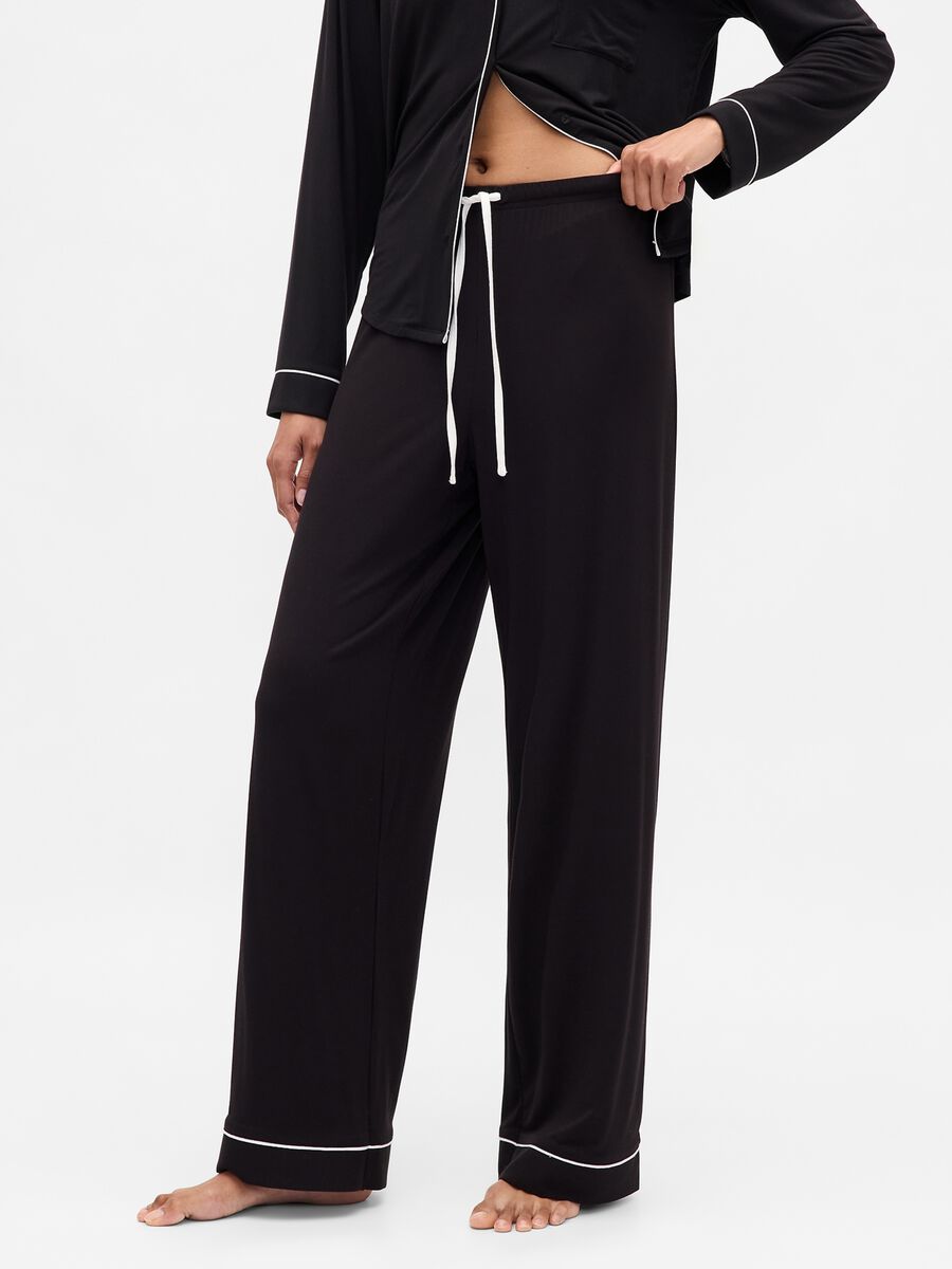 Pantalone pigiama con piping a contrasto Donna_1