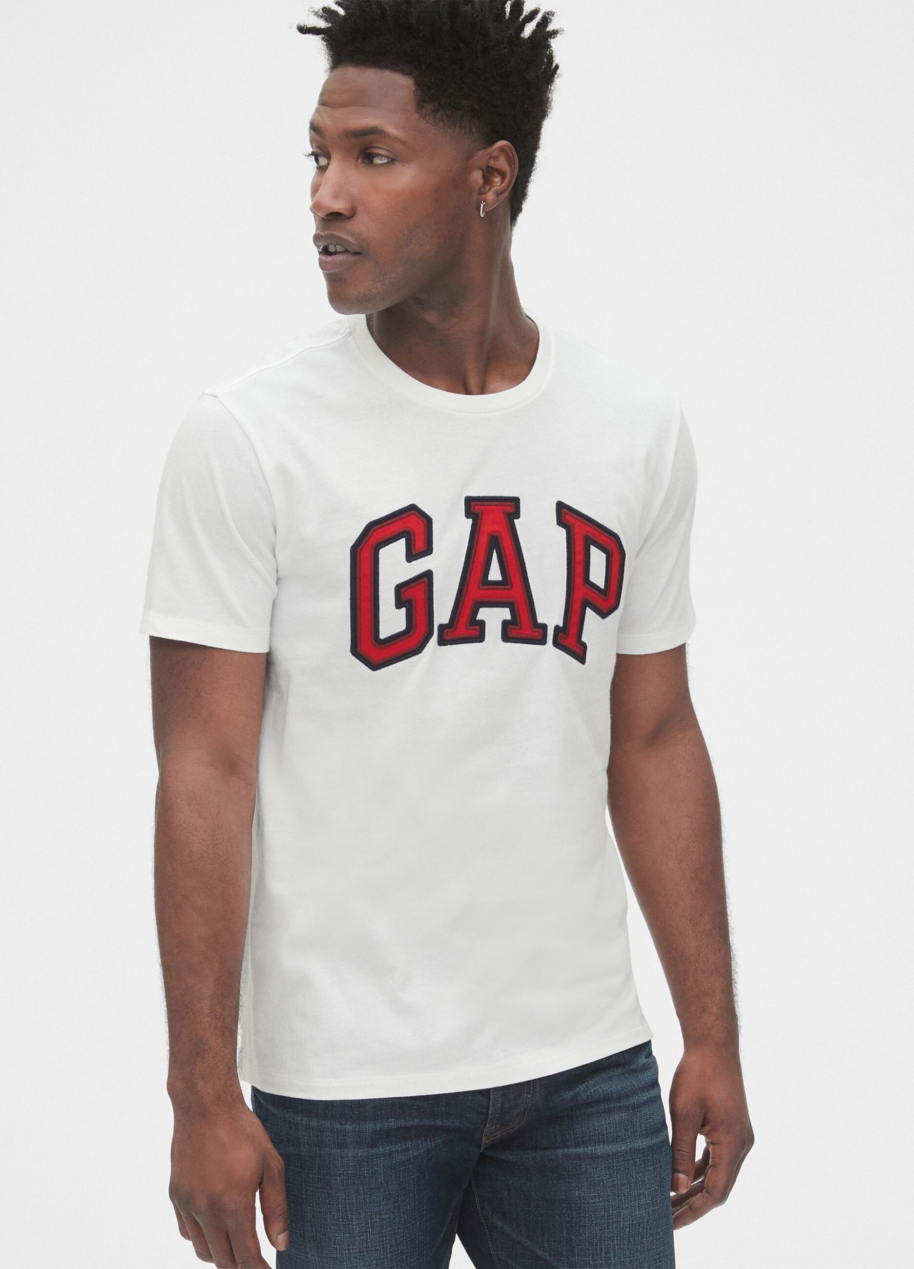 T-shirt in cotone con ricamo logo