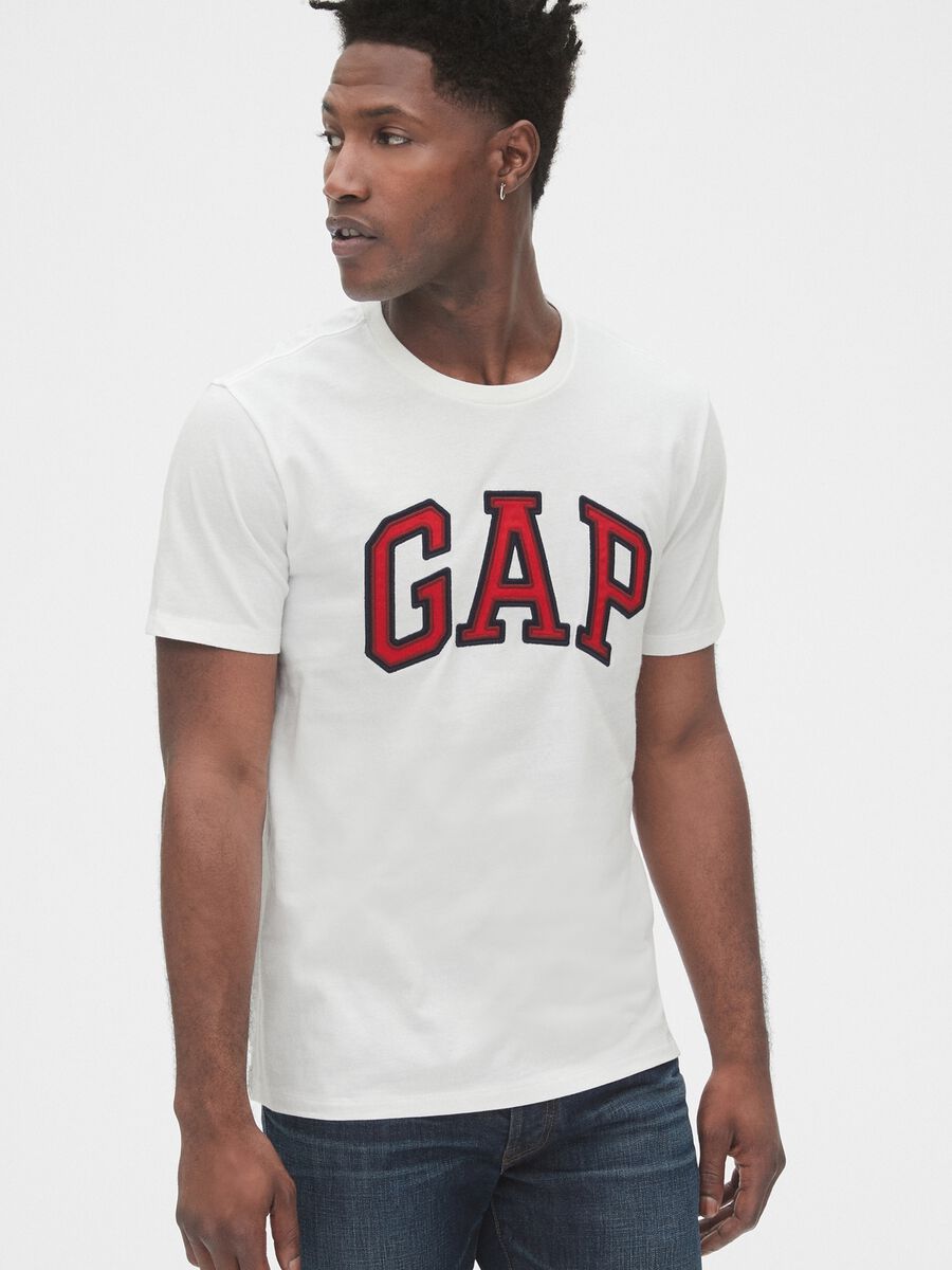 T-shirt in cotone con ricamo logo Uomo_0