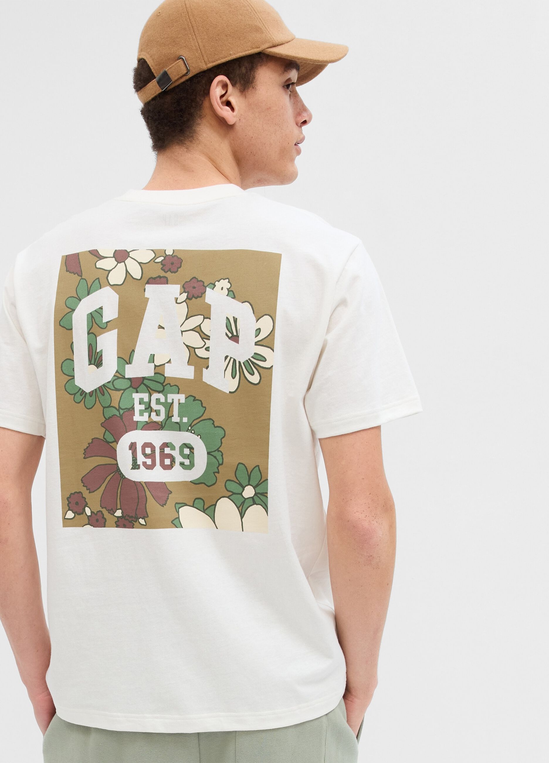 T-shirt stampa floreale con logo_1