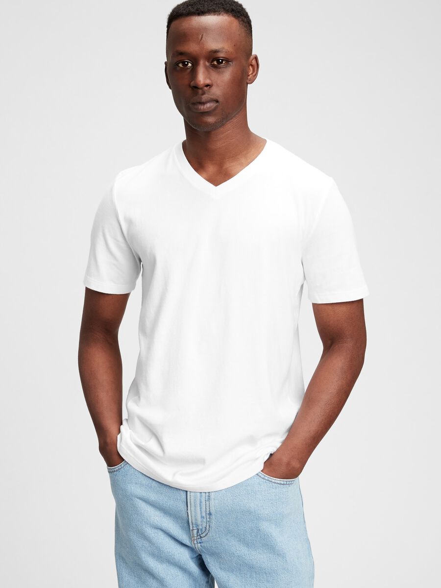 T-shirt in cotone con scollo a V Uomo_0