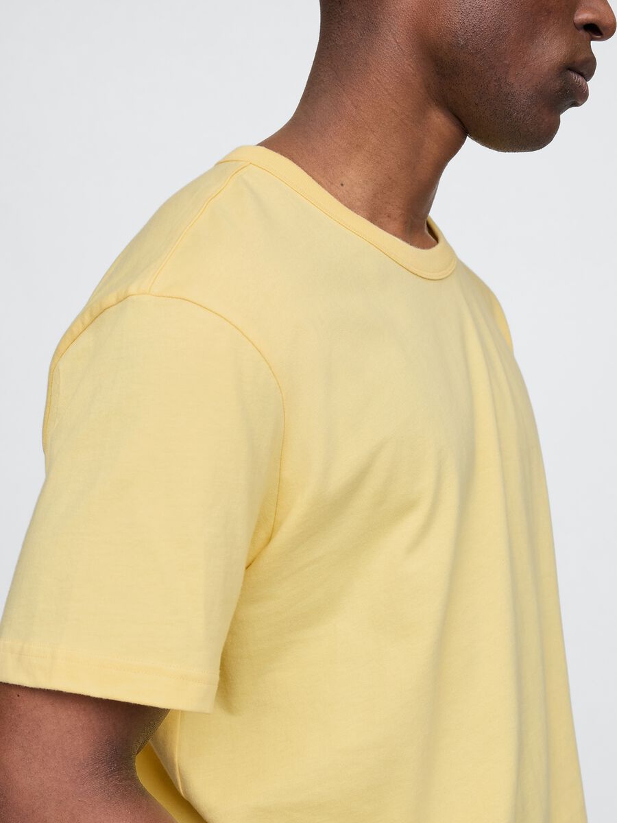 Short Sleeve Yellow Cotton T-shirt Man_3