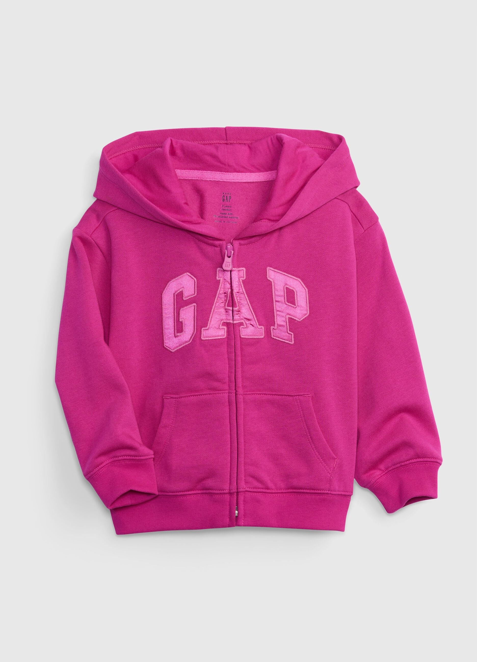 Full-zip fleece sweatshirt with logo embroidery