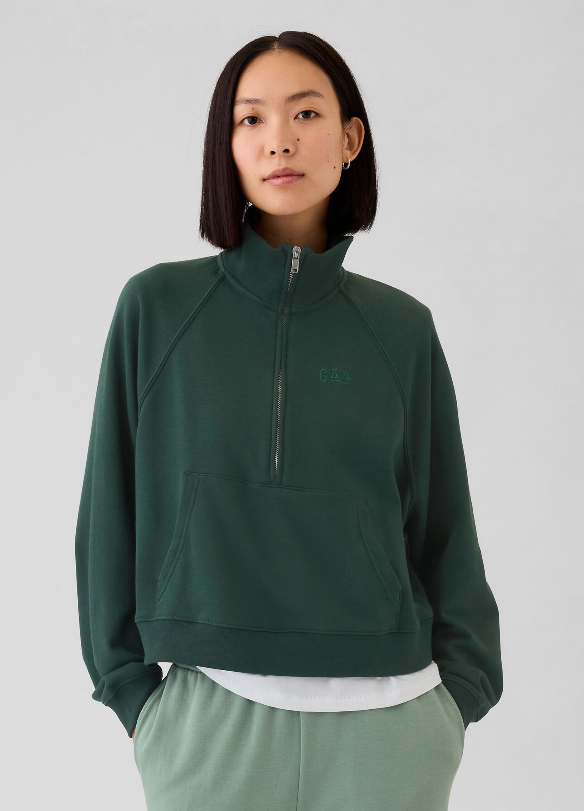 Felpa half-zip con ricamo logo