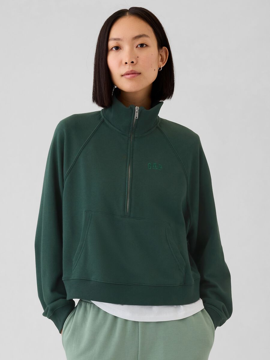 Felpa half-zip con ricamo logo Donna_0