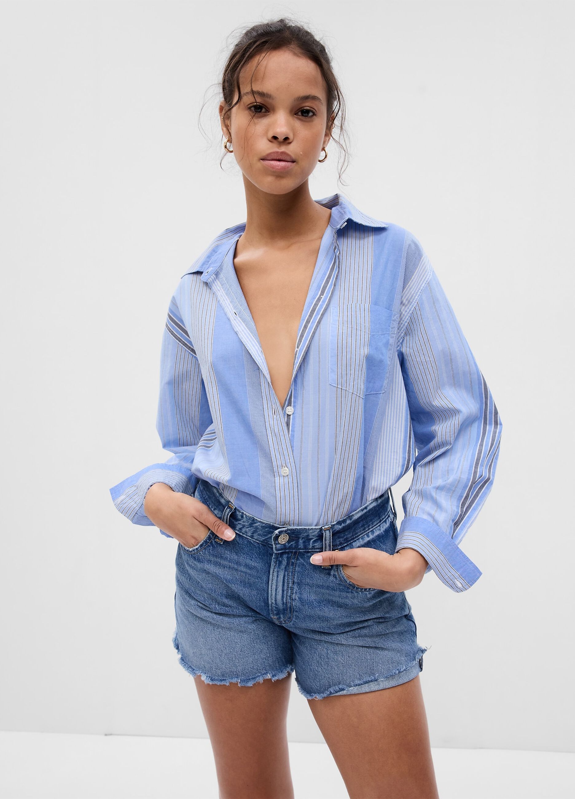 Camicia oversize in cotone a righe