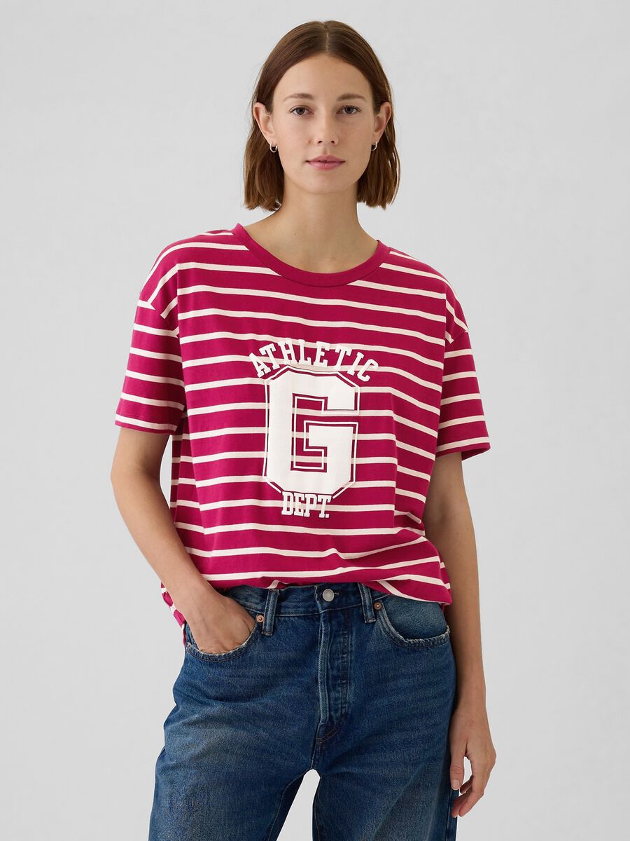 T-shirt in cotone bio stampa logo Athletic Dept. Donna_0
