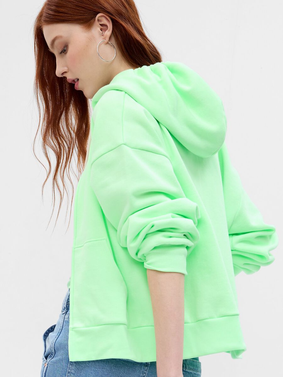 Solid colour full-zip sweatshirt with hood Woman_1