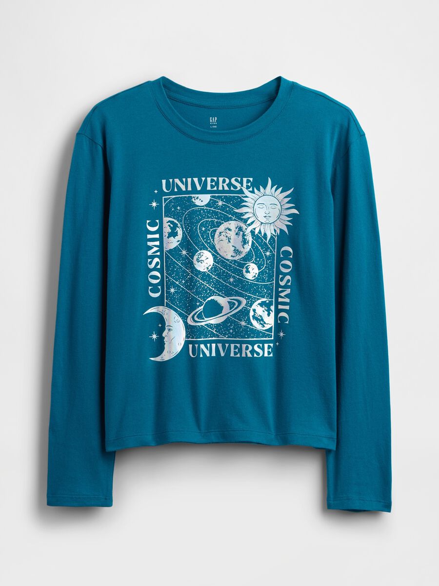 Blue long-sleeve cotton top Girl_2