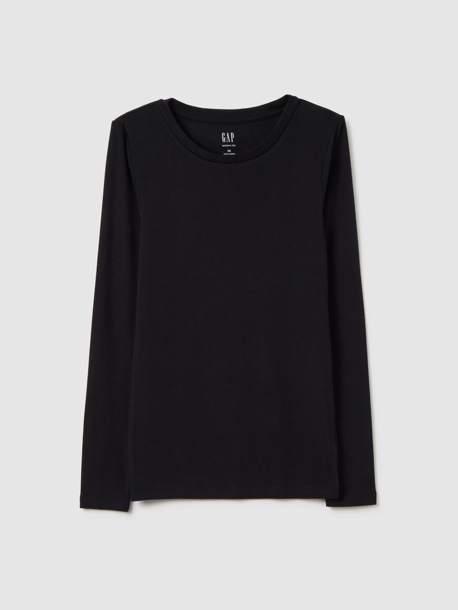 Long-sleeved T-shirt in cotton and modal Woman_2