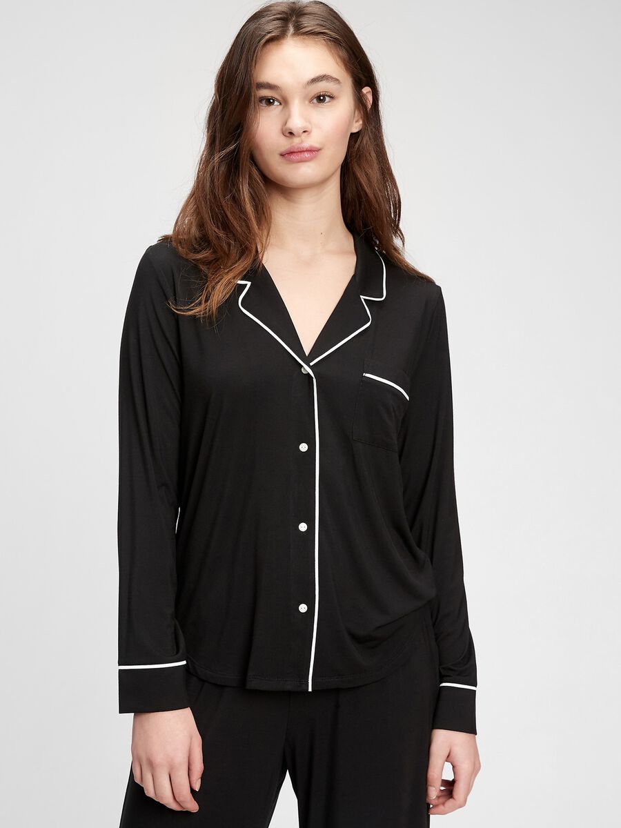 Top pigiama con piping a contrasto Donna_0