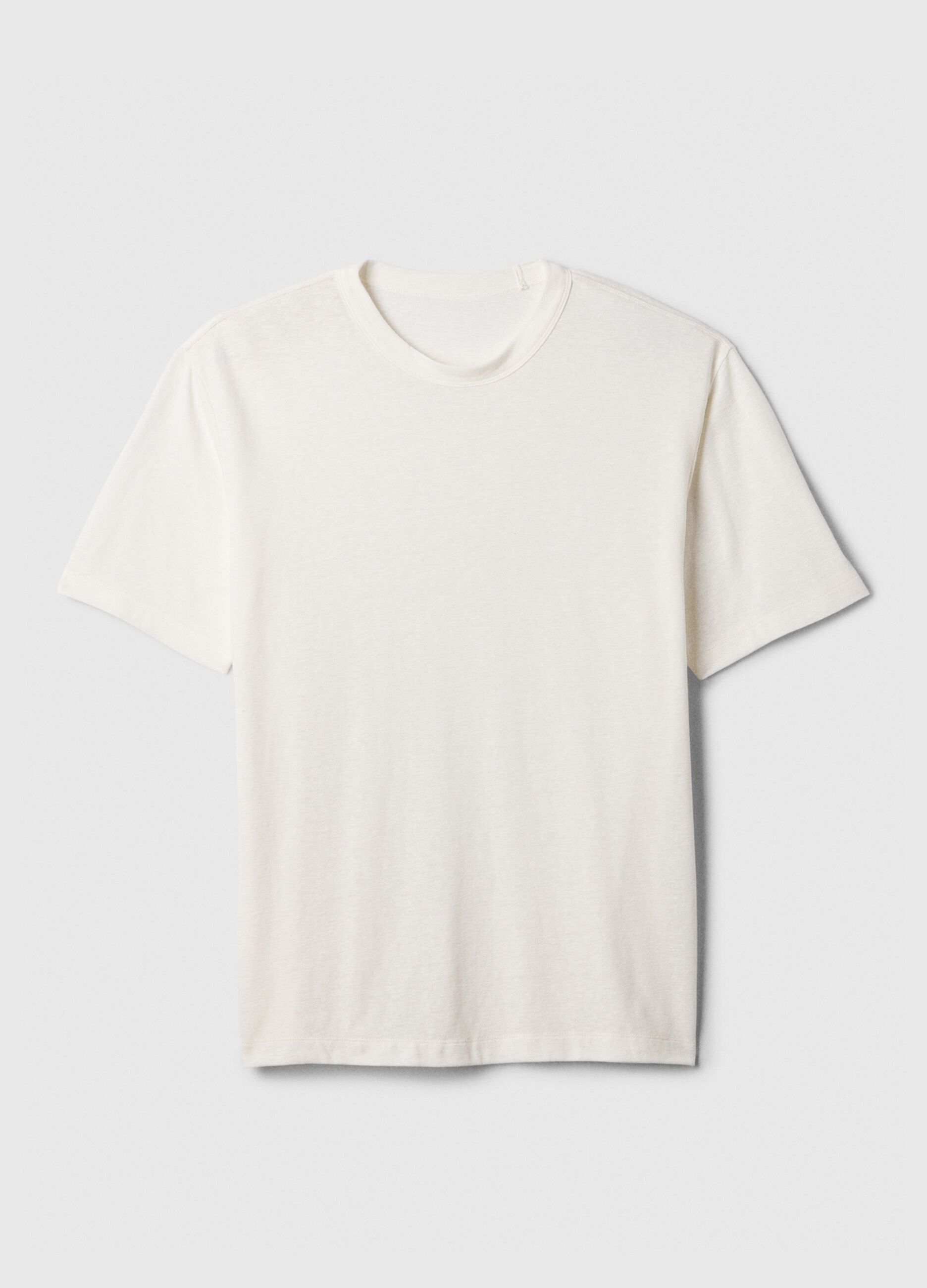 T-shirt girocollo in misto lino_3