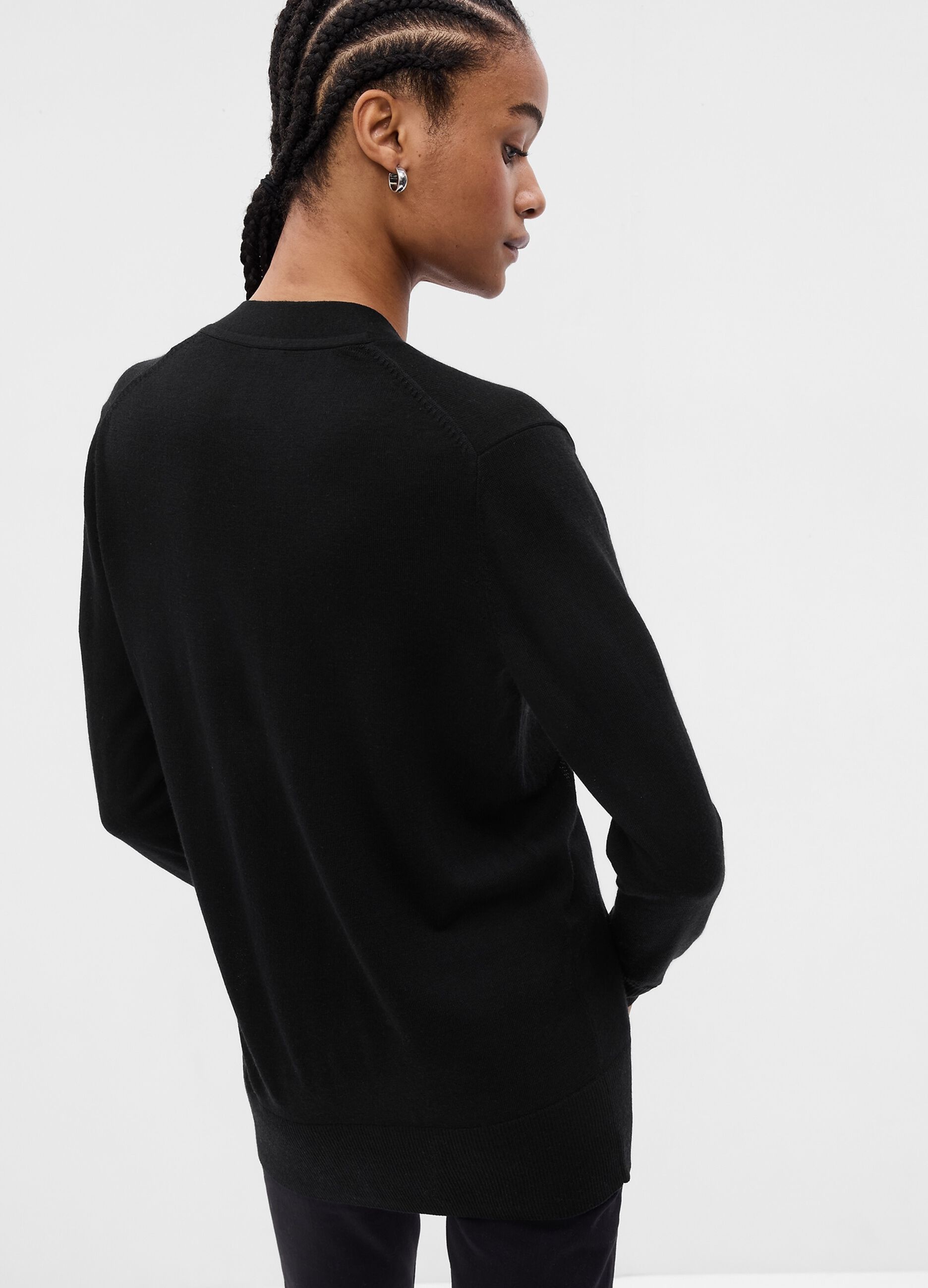 Merino wool cardigan with V neck_1
