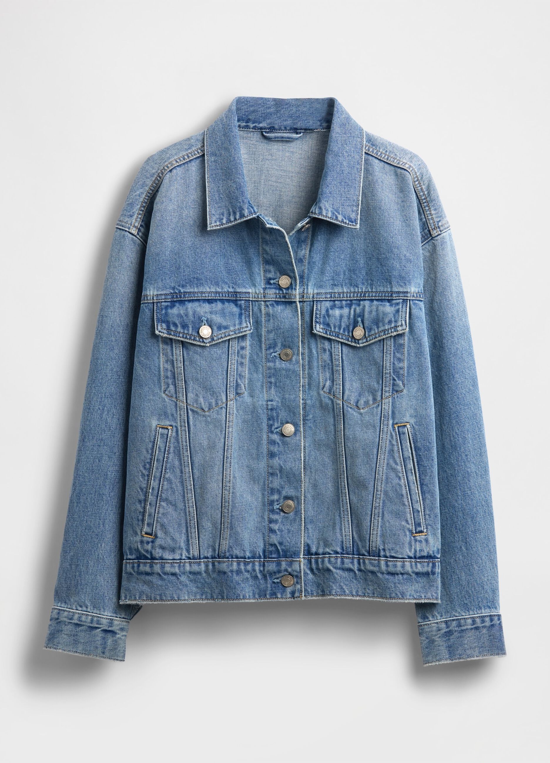 Blue regular fit pure cotton denim jacket