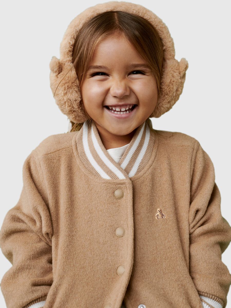 Varsity bomber jacket with teddy bear embroidery Toddler Girl_0