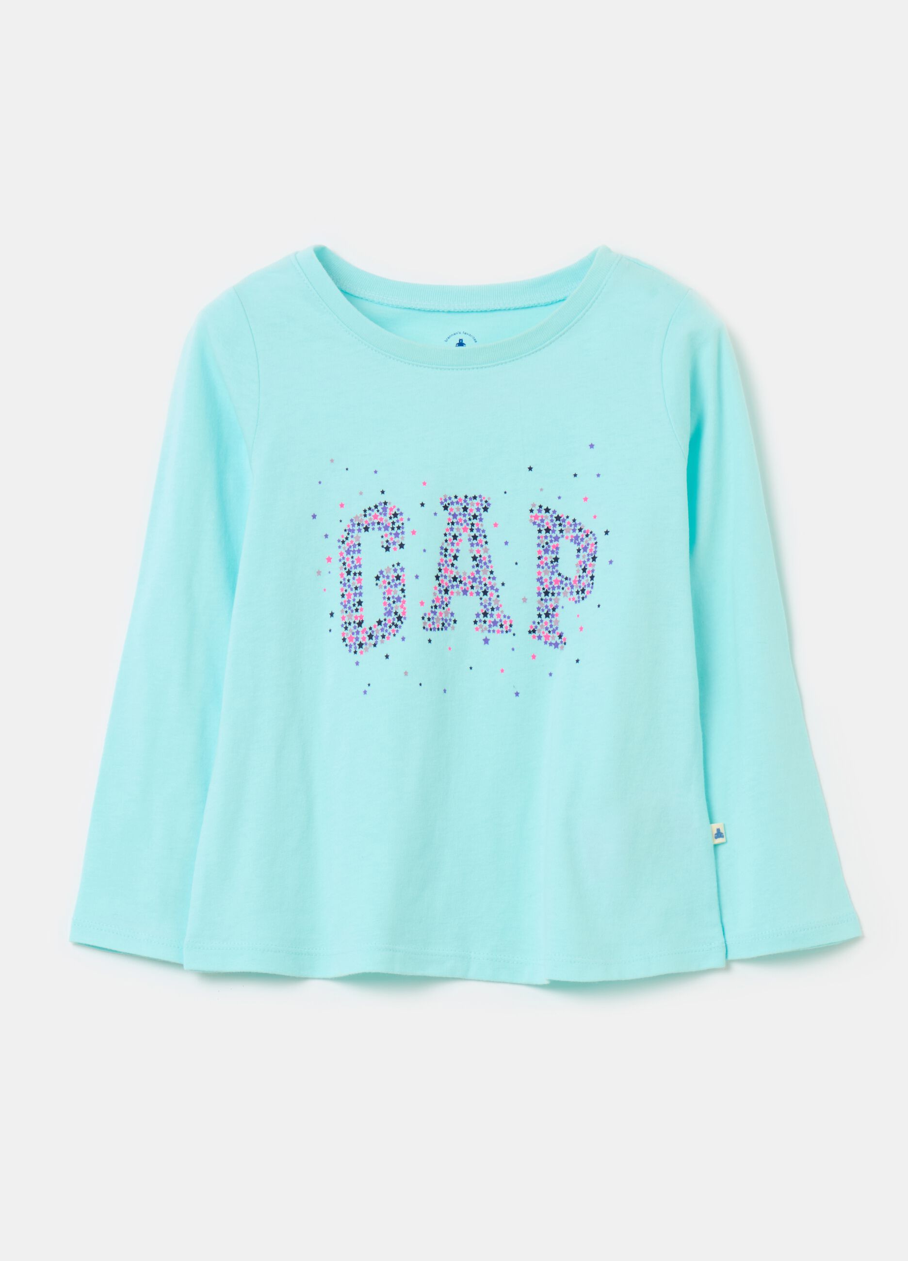 T-shirt a maniche lunghe stampa logo glitter