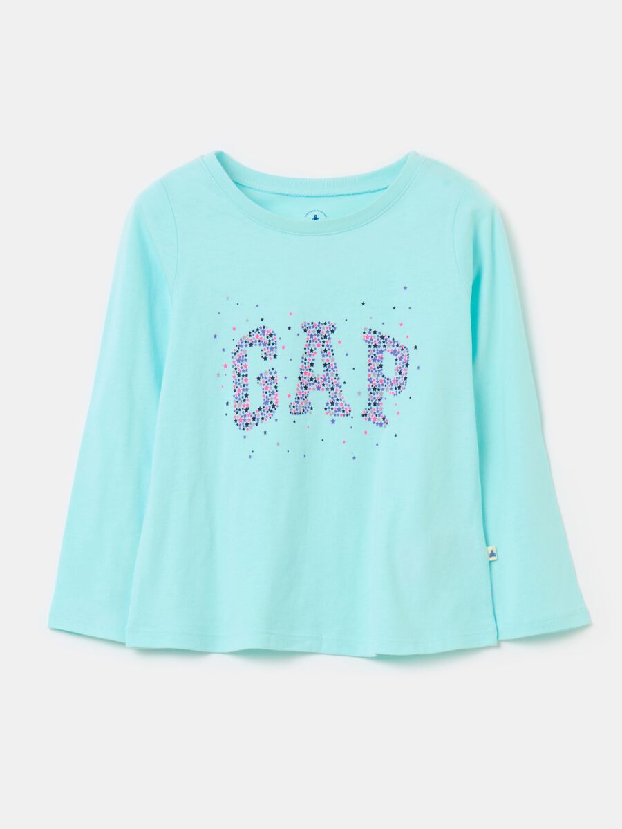 T-shirt a maniche lunghe stampa logo glitter Bimba_0