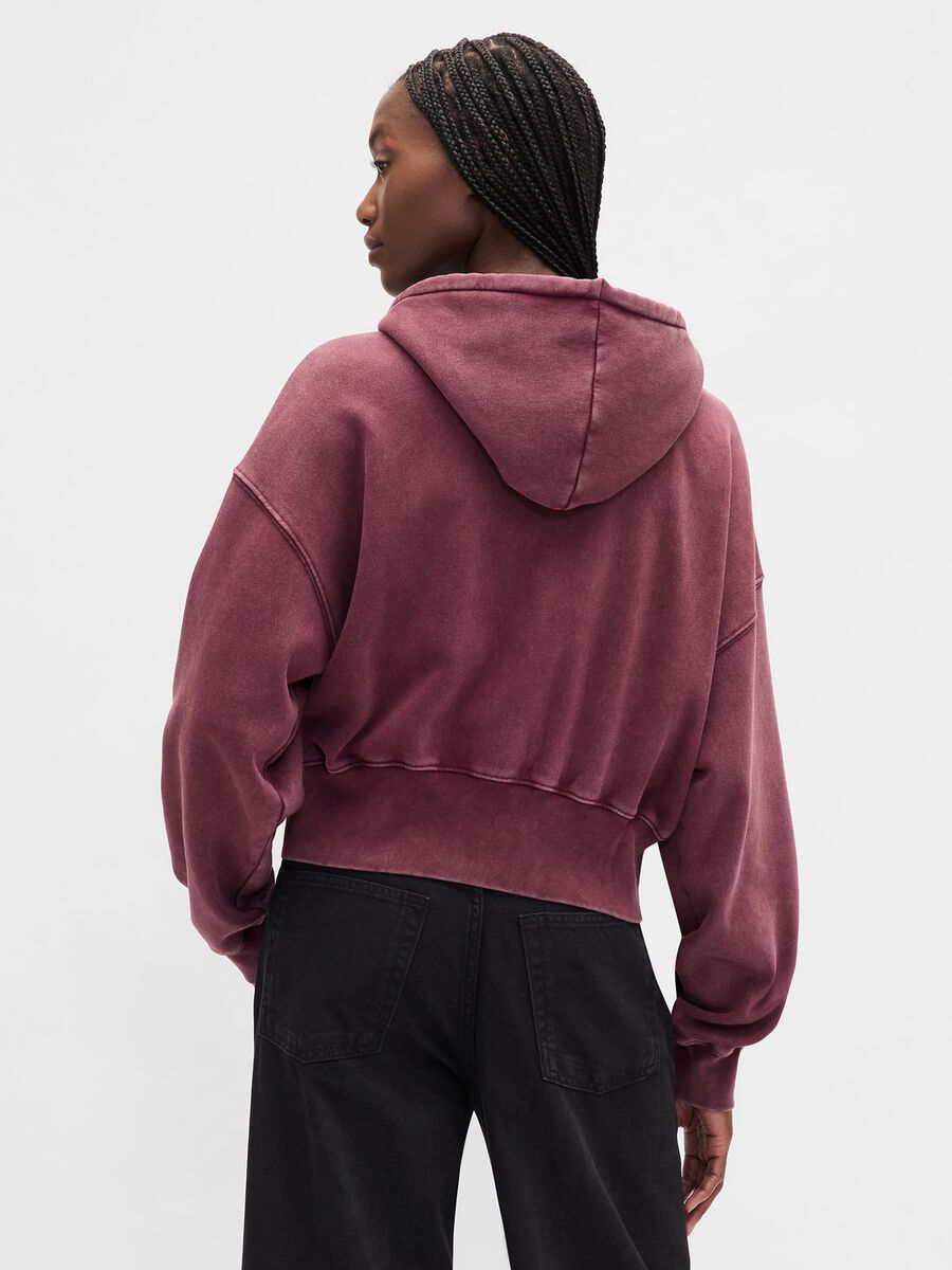 Felpa viola con cappuccio full zip Donna_1