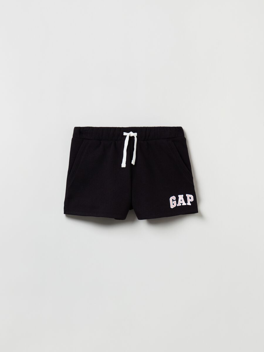 Shorts in cotone stampa logo glitter Bambina_0