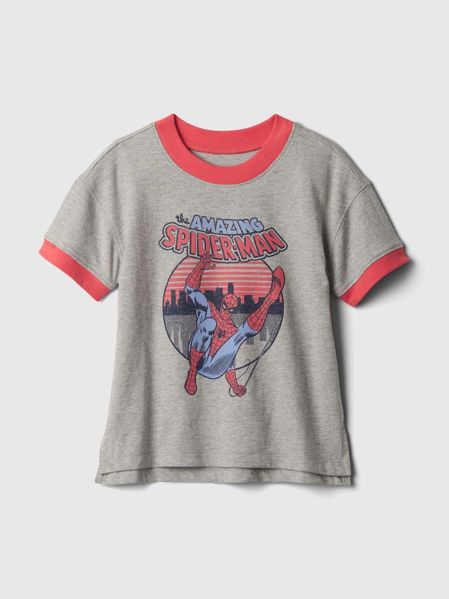 T-shirt with contrasting edging and Marvel print Newborn Boy_0