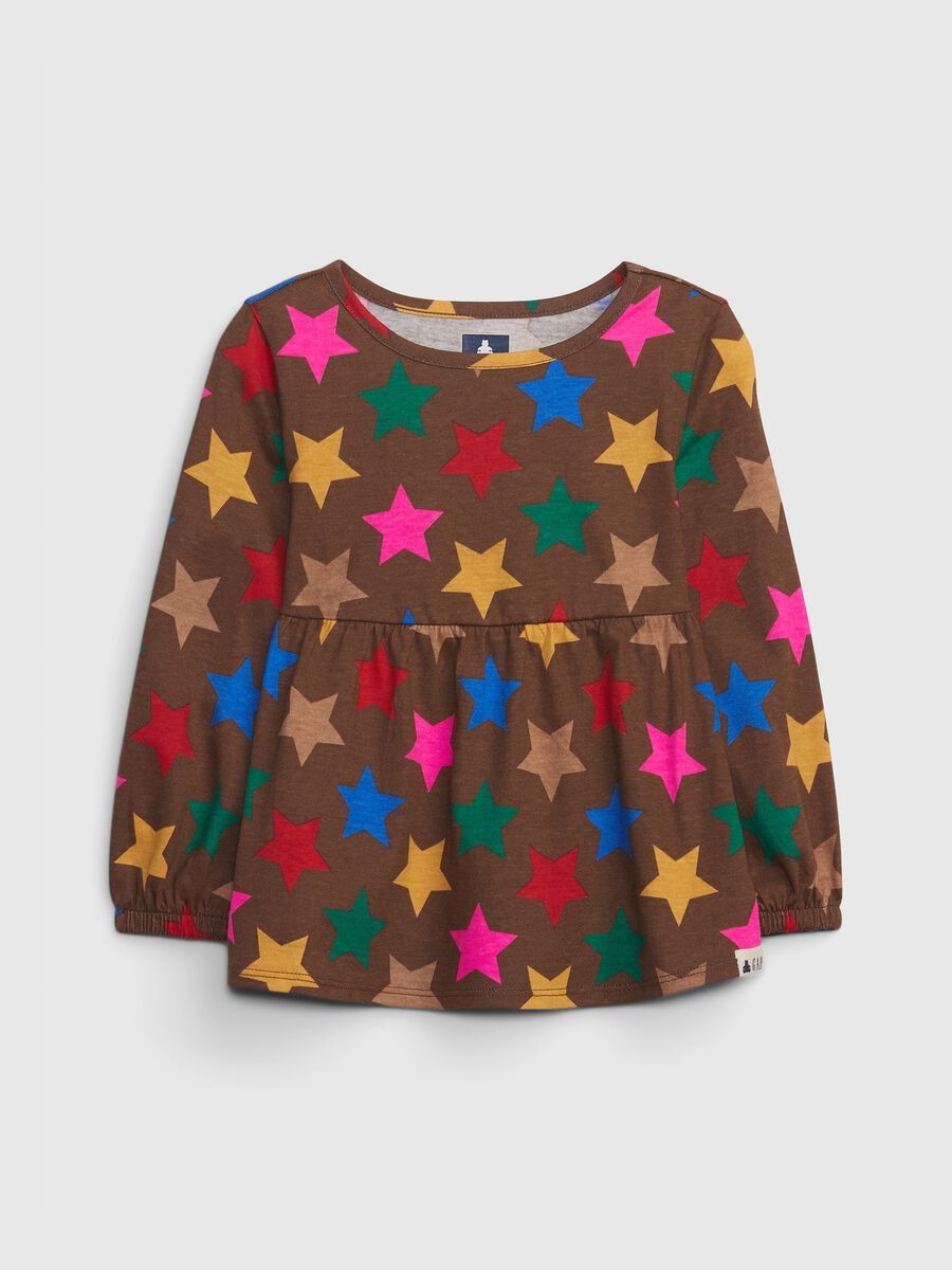 Organic cotton blouse with multicoloured star print Toddler Girl_0