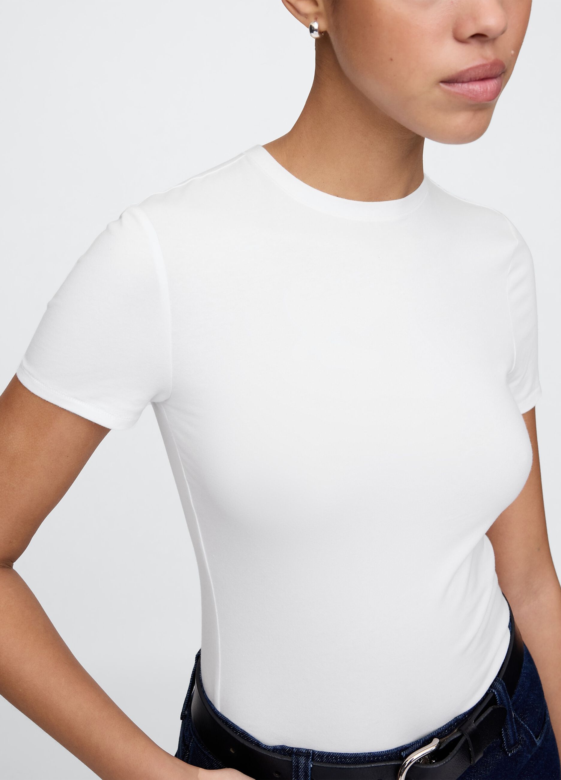 White stretch cotton bodysuit