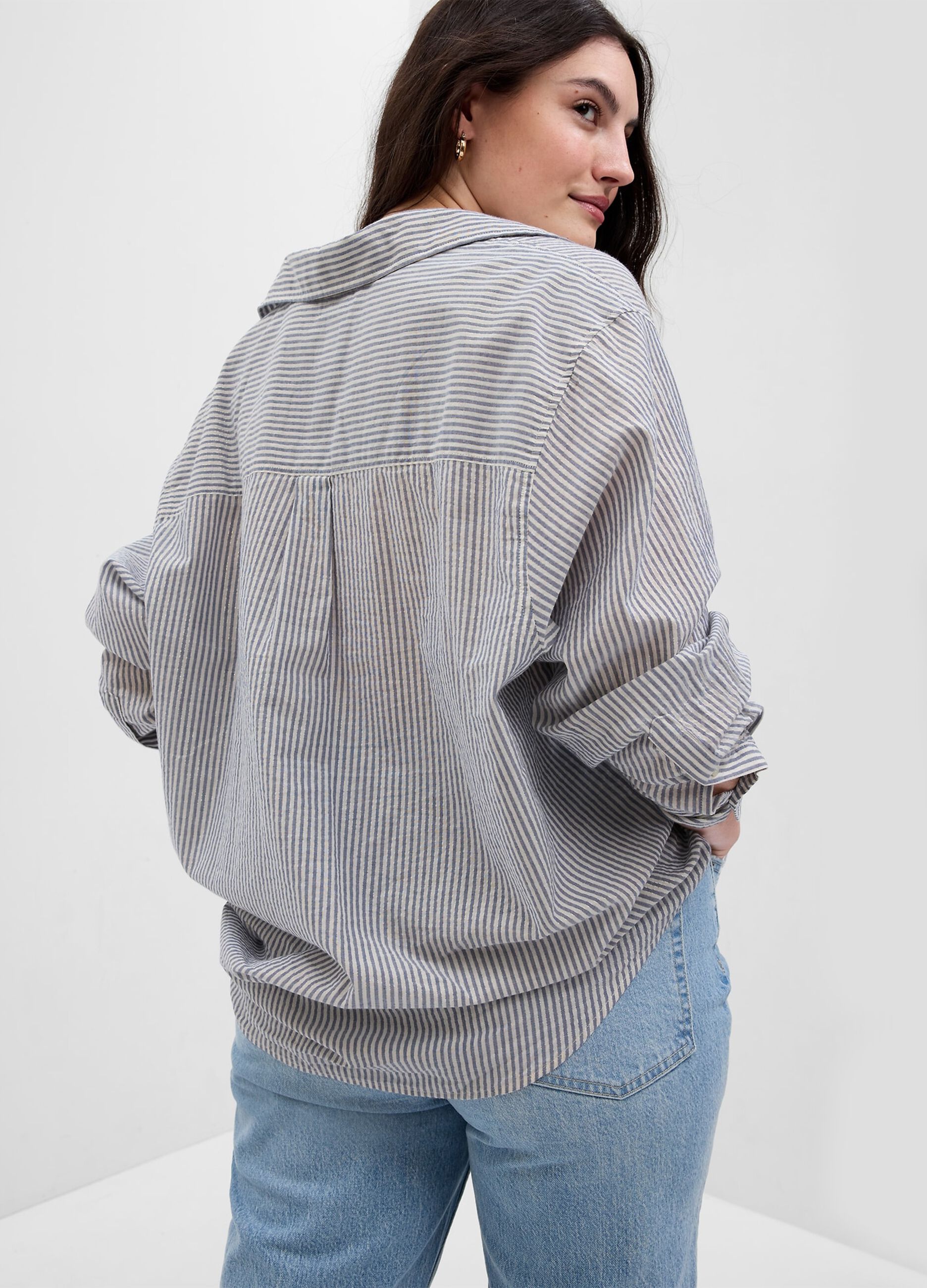 Camicia oversize in seersucker con tasca_4