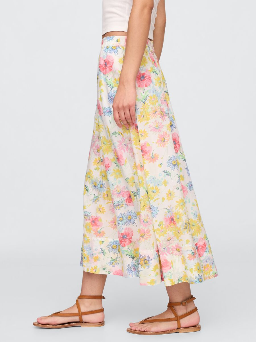 Multicolor floral midi skirt in viscose and cotton blend Woman_1