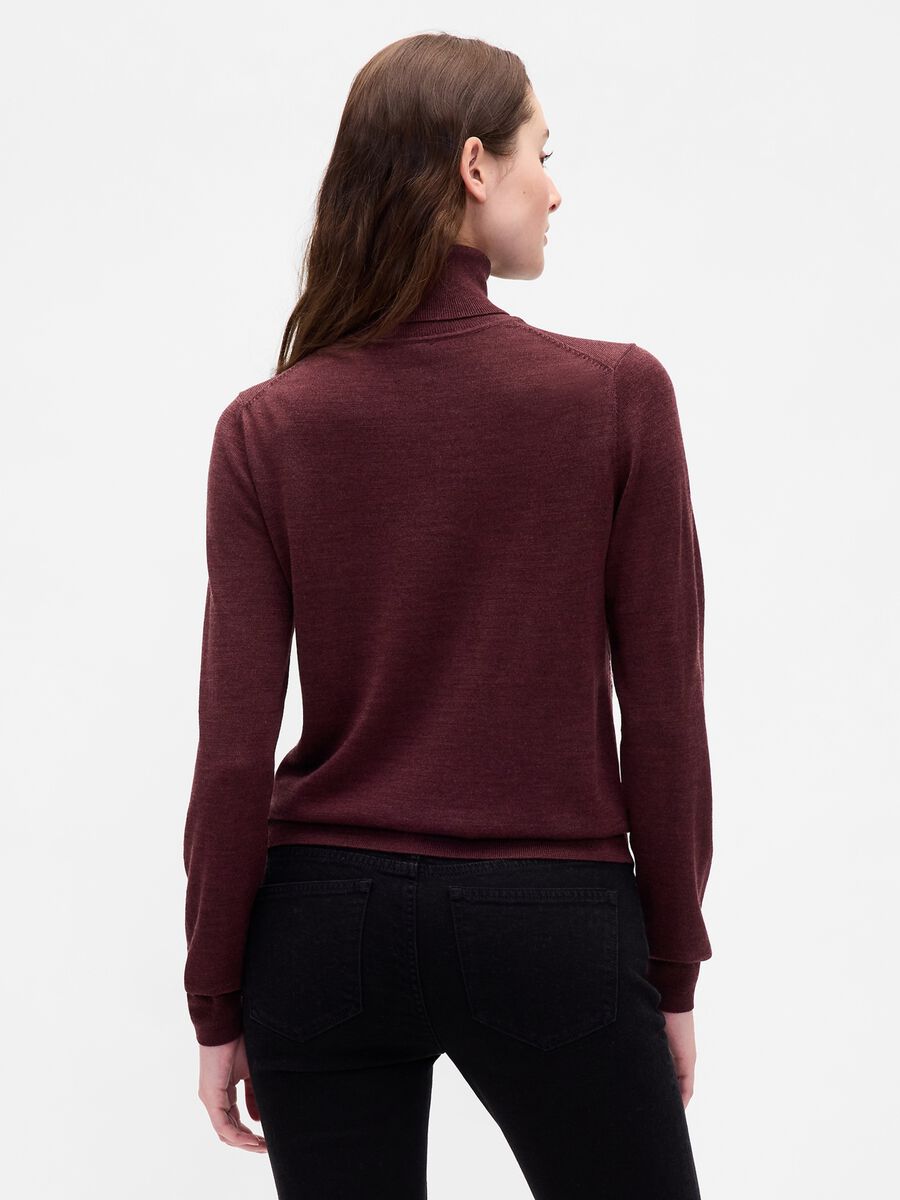 Maglione rosso a collo alto in lana Donna_2