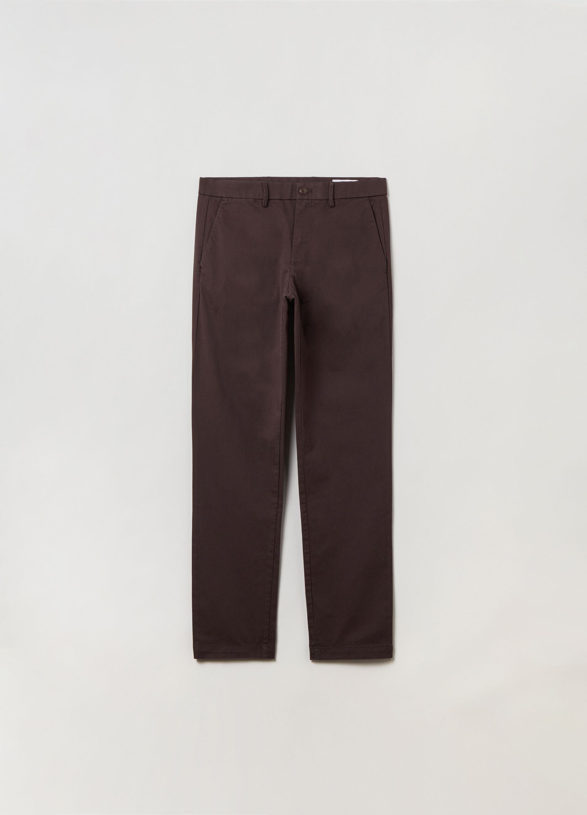 Slim-fit, stretch cotton trousers