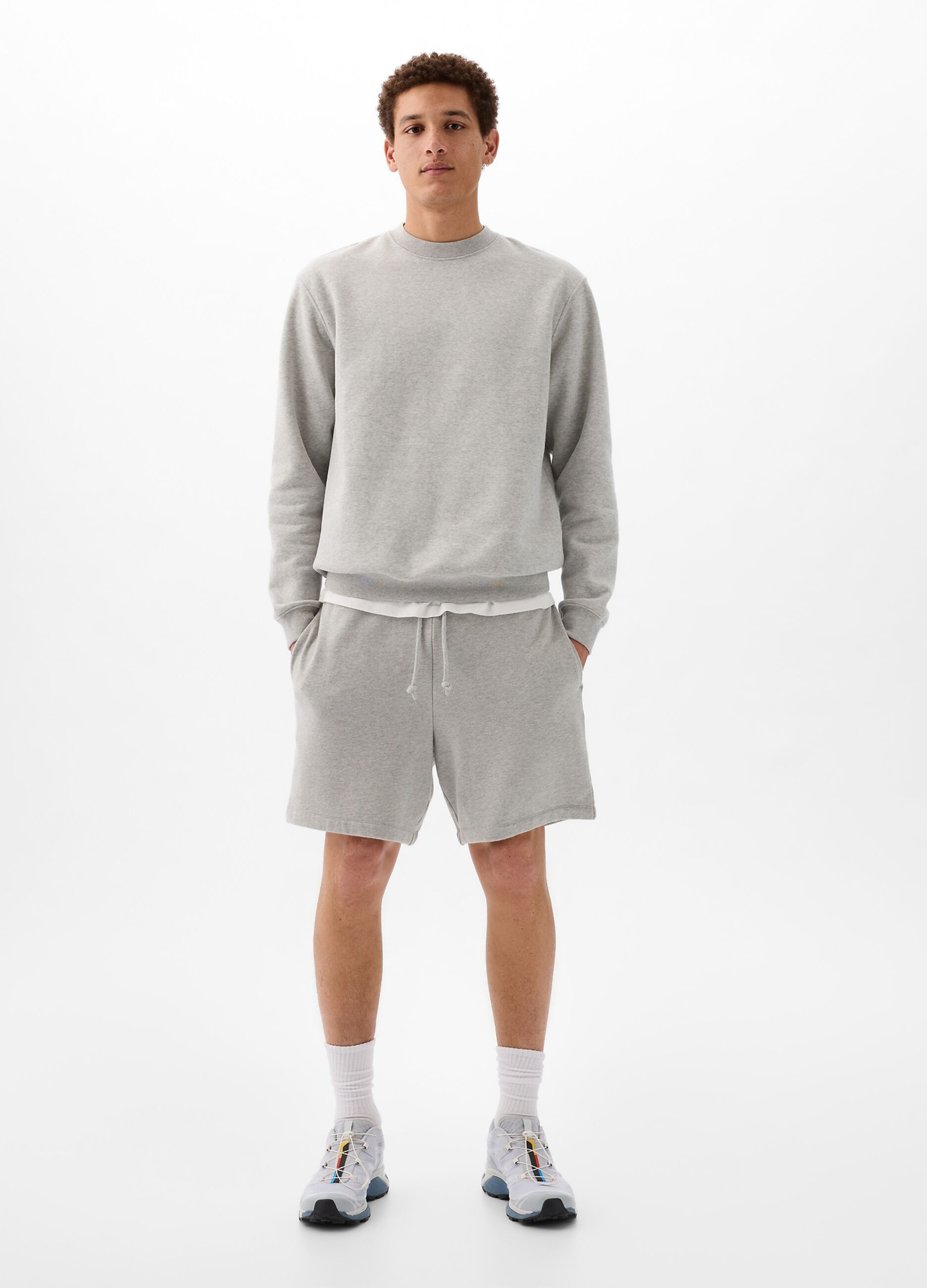 Bermuda joggers in fleece with drawstring