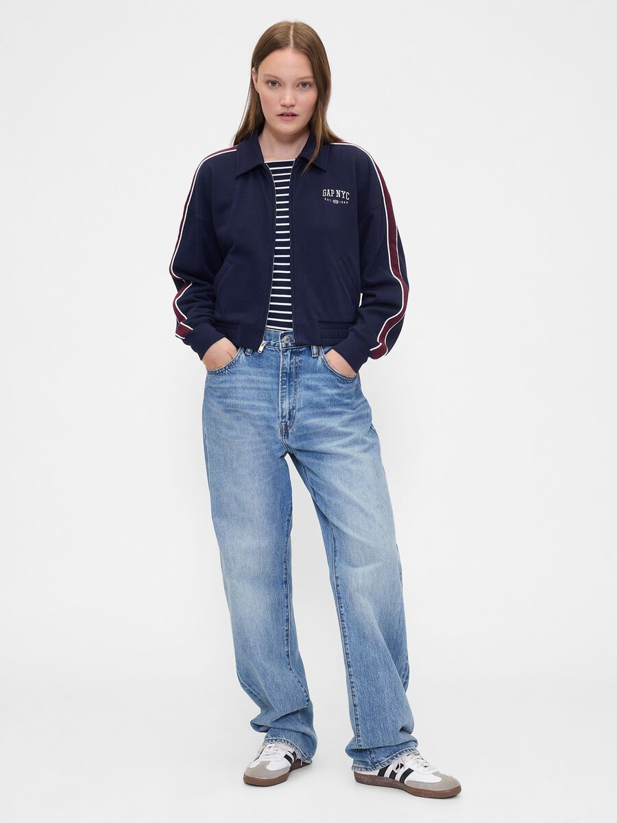 Felpa blu con zip integrale Donna_1