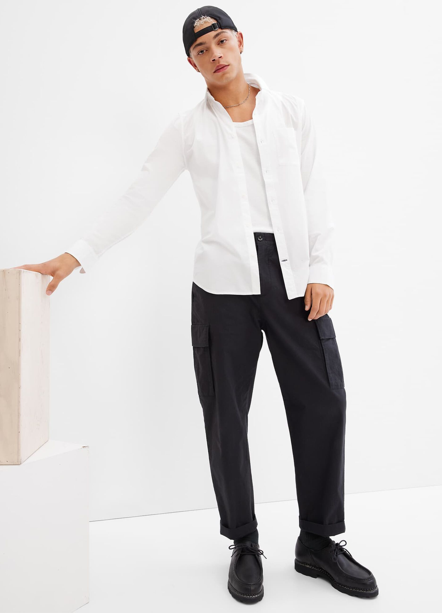 Camicia slim fit in popeline fantasia vichy