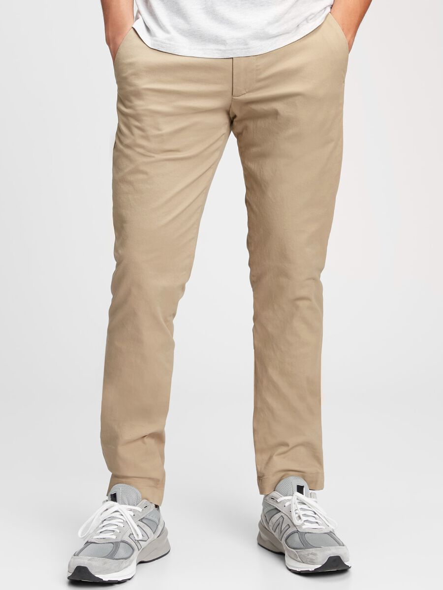 Stretch cotton slim fit trousers Man_0