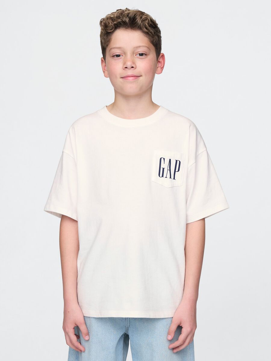 T-shirt bianca in puro cotone GAP Kids Bambino_0