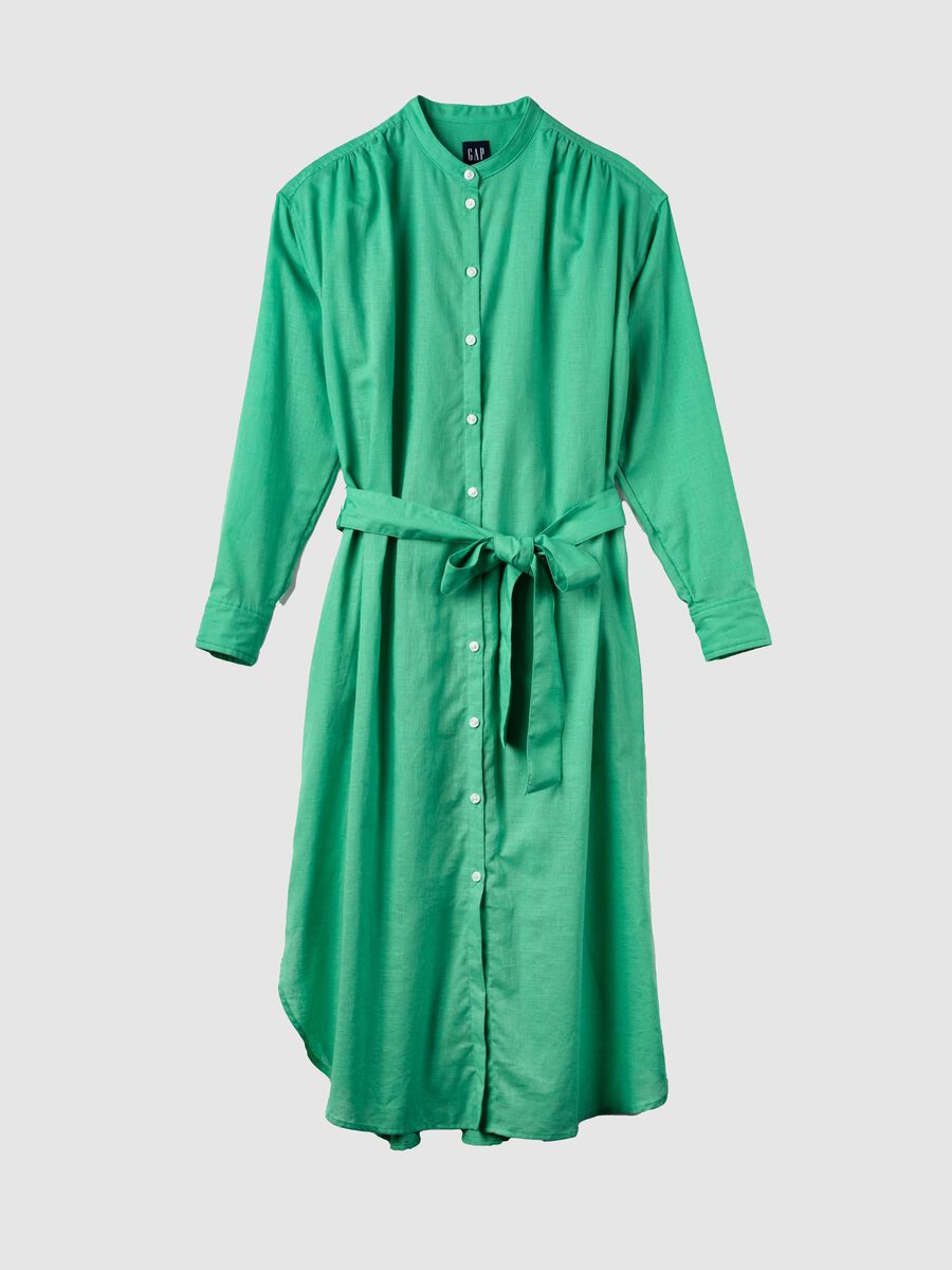 Long shirt dress in linen and cotton Woman_0