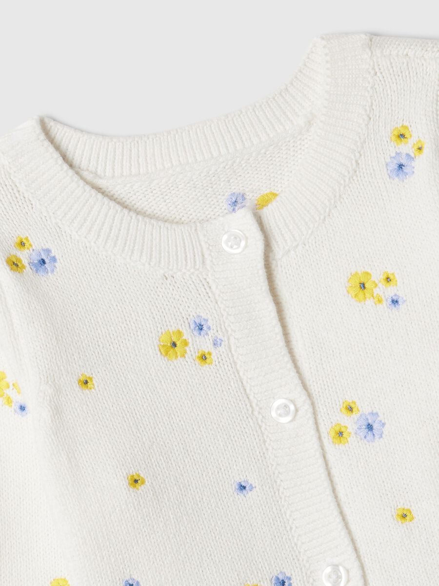 Cotton cardigan with small flowers embroidery Newborn Boy_1