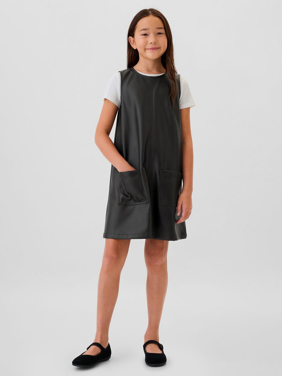 Vestito corto smanicato effetto lucido Bambina_0